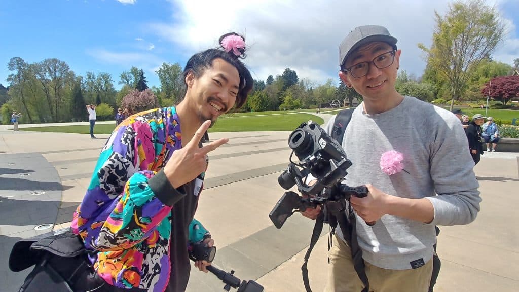Sammy Chien and Alfonso Chin on site filming. Photo by Rod Matheson