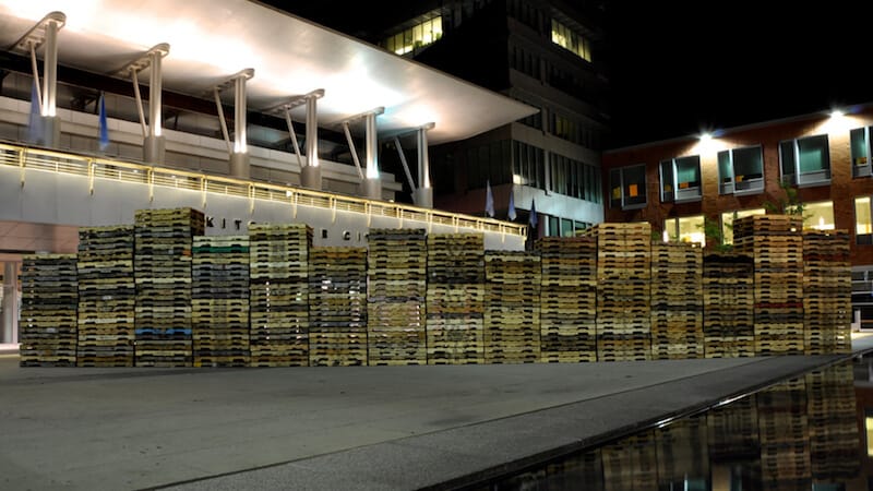 Cultured Pallets KW stenciled recycled wooden pallets approx. 60ft x 5inx 40in, 2011