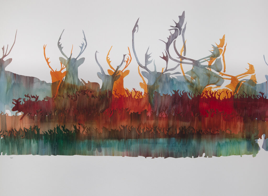 Caribou and Norther Lights - Green Orange Caribou