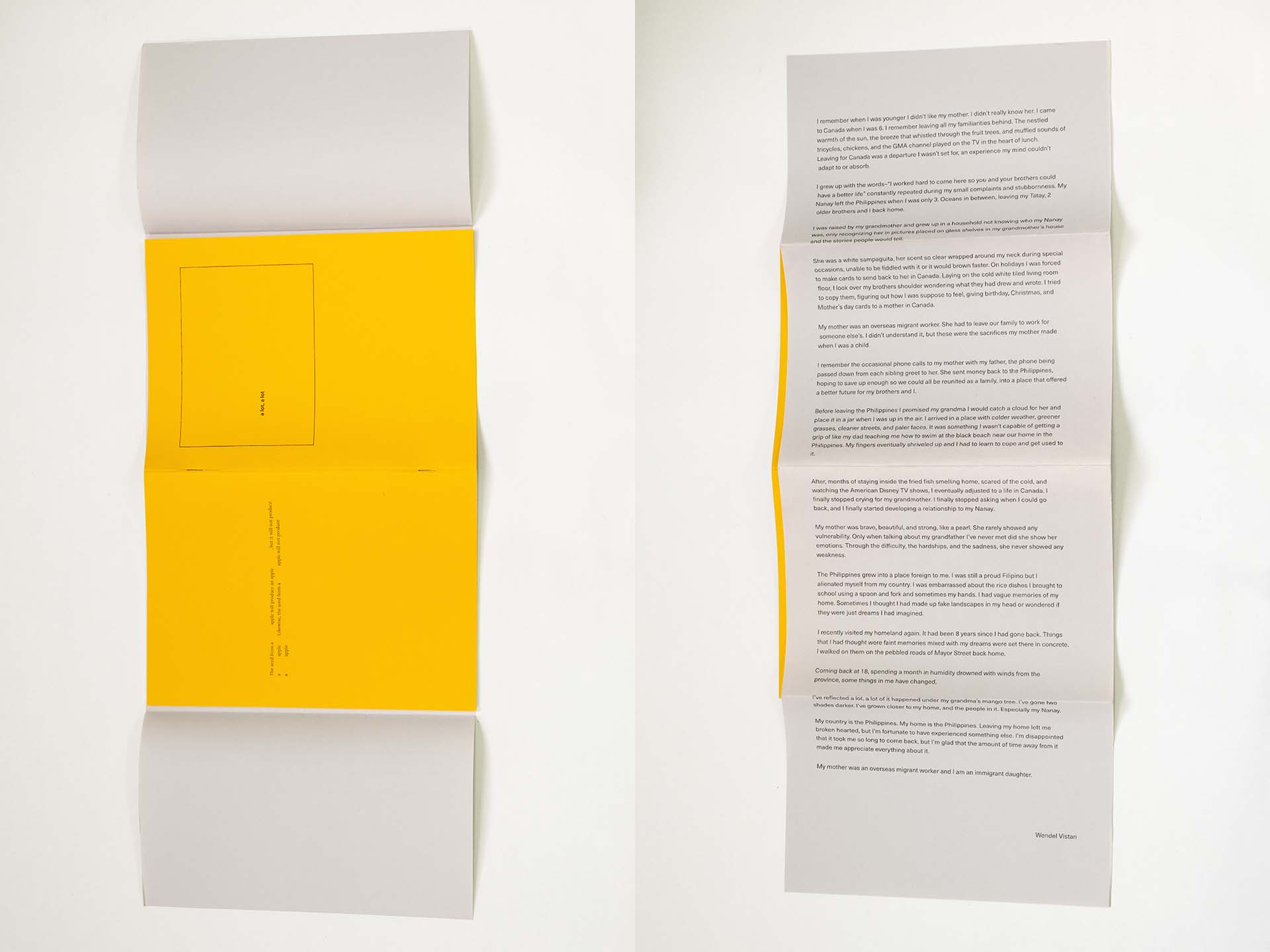 a lot, a lot; 2018; Risographed artist book, jacket poem by Wendel Vistan; 18.4x25.4; Photography by Natasha Katedralis